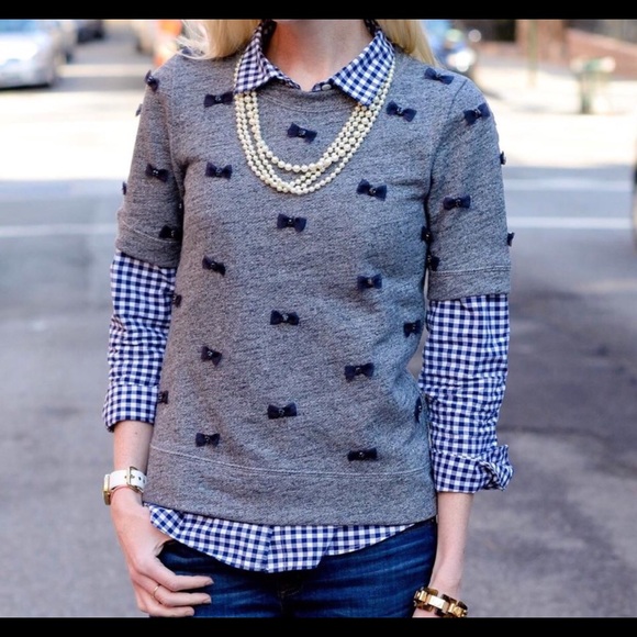 J. Crew Tops - J. Crew mini bow sweatshirt Sz Small